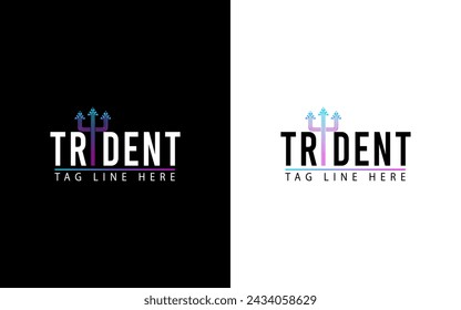 Trident Logo Template vector icon with digital illustration concept
