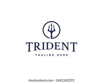 trident logo vector illustration. trident of poseidon logo template