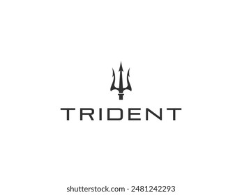 trident logo vector illustration. trident of poseidon logo template