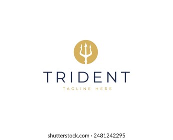 trident logo vector illustration. trident of poseidon logo template