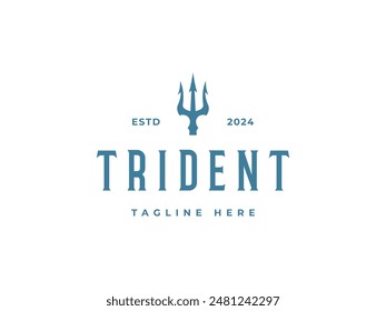 trident logo vector illustration. trident of poseidon logo template