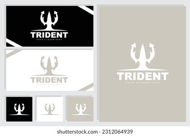 Trident Logo, Vector Magic Spear of Poseidon Neptune, Triton King Design, Template Icon Brand Illustration