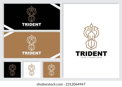 Trident-Logo, Vektormagic-Speer von Poseidon Neptun, Triton King Design, Illustration zum Vorlagensymbol