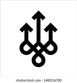 Trident logo vector. Trishul symbol. Ancient icon.