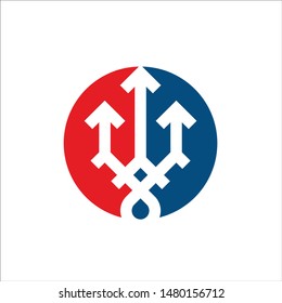Trident logo vector. Trishul symbol. Ancient icon.
