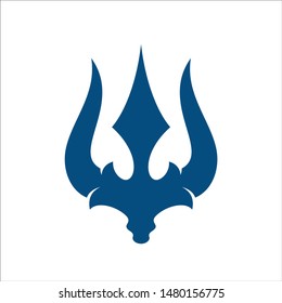 Trident logo vector. Trishul symbol. Ancient icon.