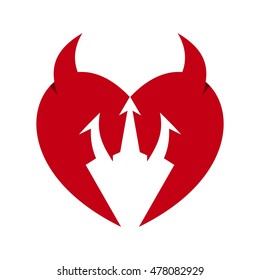 Trident, Love Devil Logo Design Template