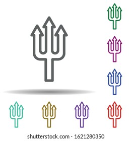 Trident in multi color style icon. Simple thin line, outline vector of seaside icons for ui and ux, website or mobile application