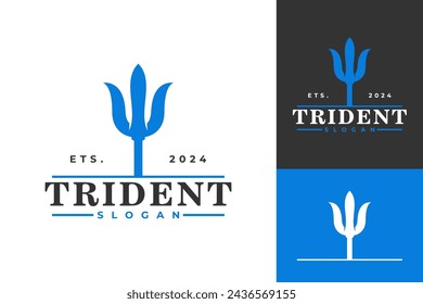 Trident Myth Poseidon Vector Logo Design