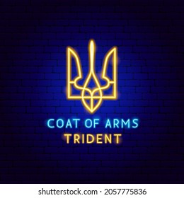 Trident Neon Label. Vektorgrafik der Werbeaktion Ukraine.