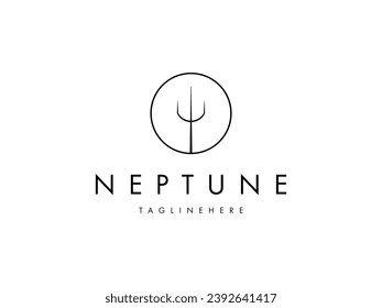 trident Neptune god Poseidon circle logo design