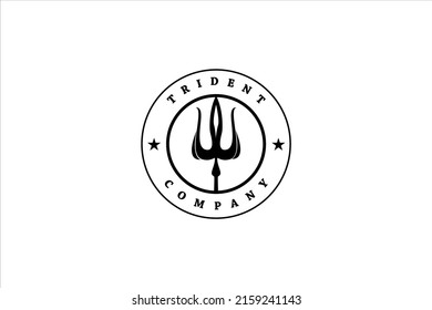 Trident Neptune God Poseidon Triton King Shiva Spear Label Logo Design