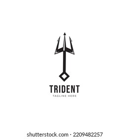 Trident Neptune God Poseidon Triton King Shiva Spear Label Logo Design.