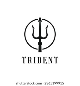 Trident neptune logo design with circle