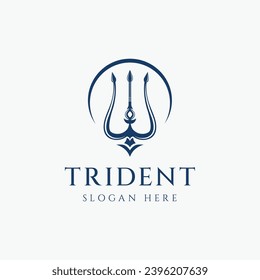 Trident Neptune Logo Design Template Flat Vector
