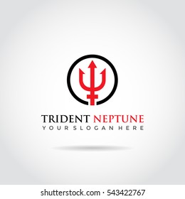 Trident Neptune logo template. Trident on circle