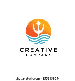 Trident Neptune Poseidon icon logo design, logo design inspiration
