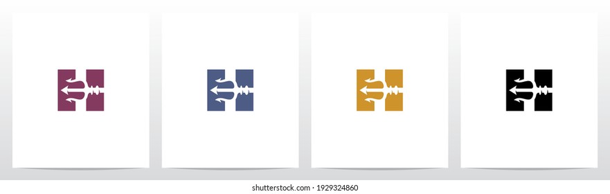 Trident On Letter Logo Design H