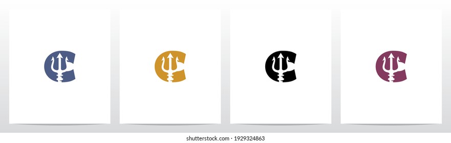 Trident On Letter Logo Design C