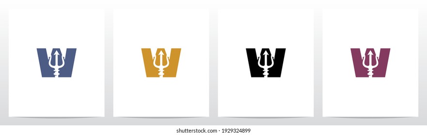 Trident On Letter Logo Design W