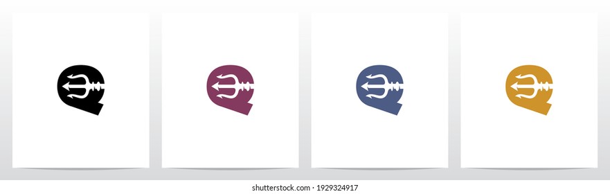 Trident On Letter Logo Design Q