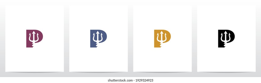 Trident On Letter Logo Design P