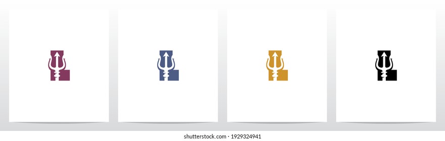 Trident On Letter Logo Design L