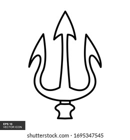 Icono de contorno de tridente con fondo blanco. Ilustración vectorial.