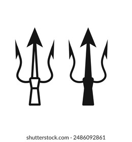 símbolo de logotipo de tridente y poseidón contorno de Vector