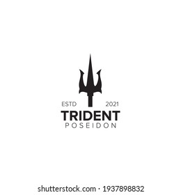 Trident poseidon logo design vector template