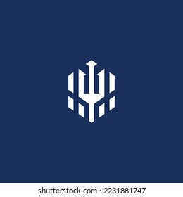 trident poseidon logo icon vector template