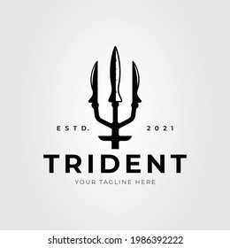 trident poseidon spear isolated logo vector illustration design