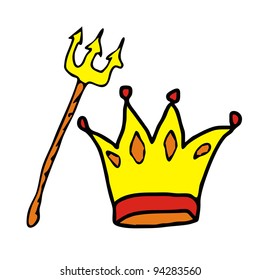 trident scepter of crown isolated on white background