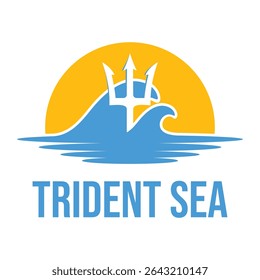 trident sea flat minimalist logo design