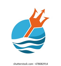 Trident Sea Logo Design Template