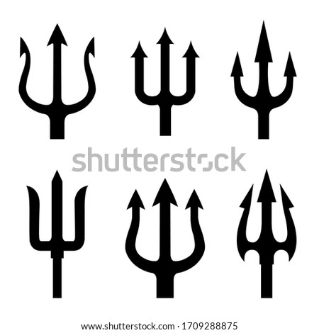 Trident set icon, logo isolated on white background