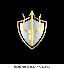 Trident Shield Design Template Logo Gold Silver