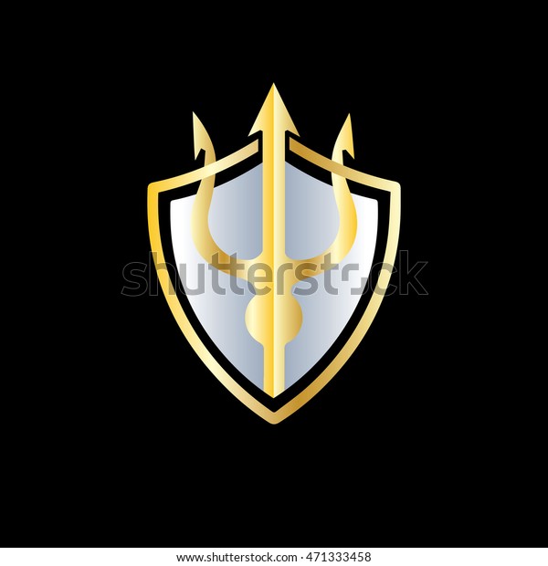 Trident Shield Design Template Logo Gold Stock Vector (Royalty Free ...