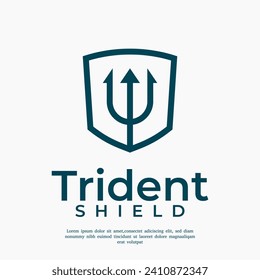 trident shield logo design template