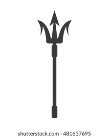 Trident silhouette object isolated white background