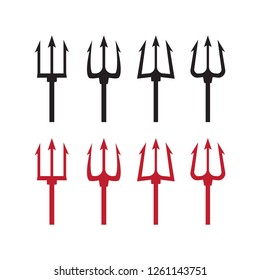 Trident silhouette pitchfork weapon. Devil trident vector illustration