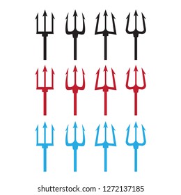 Trident silhouette pitchfork weapon. Devil trident vector illustration