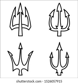 Trident Silhouette Set on White Background.
