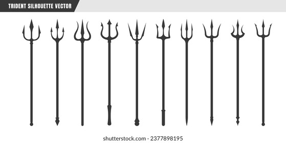 Trident-Silhouette, Vektorgrafik einzeln auf weißem Hintergrund.