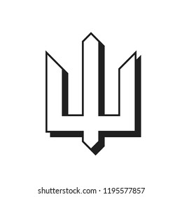 Trident simle vector icon. Tryzub emblem. 