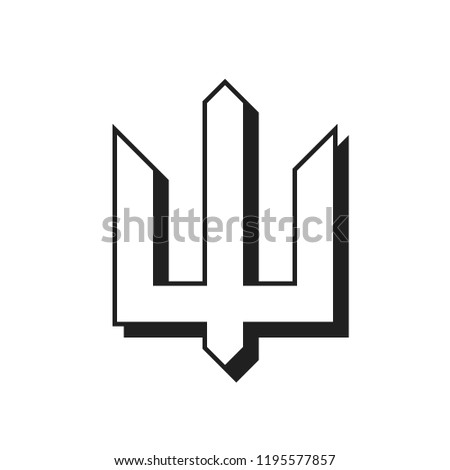 Trident simle vector icon. Tryzub emblem. 