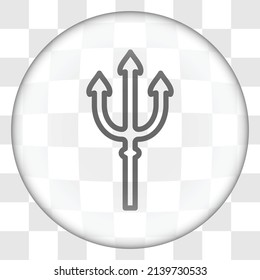 Trident simple icon. Flat desing. Glass button on transparent grid.ai