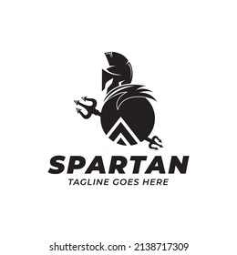 Trident und Spartan Warrior Logo Vektor.