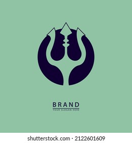 trident spear in circle logo icon. simple flat design vector illustration.