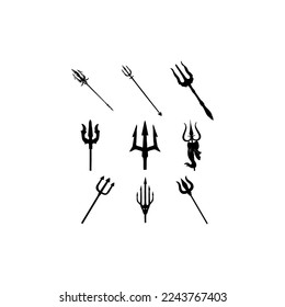trident spear collection set icon
